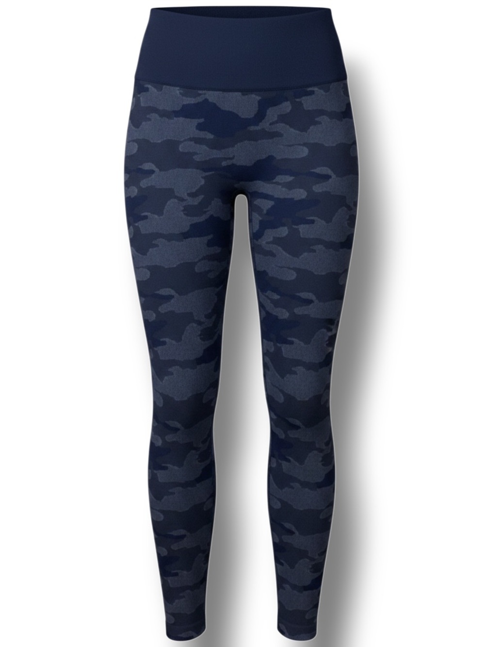 Wonderly Women’s Wide Waist Band Fleece Lined Leggings, Blue Camo, size 1X